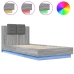 Estructura de cama cabecero luces LED gris Sonoma 100x200 cm