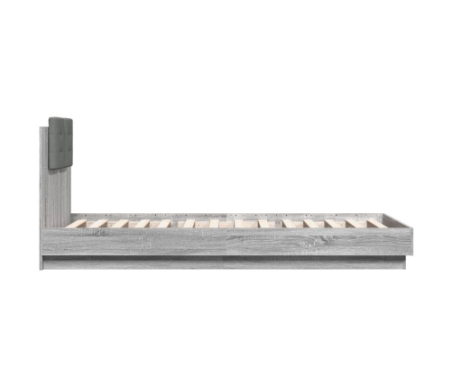 Estructura de cama cabecero luces LED gris Sonoma 100x200 cm