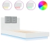 vidaXL Estructura de cama con cabecero y luces LED blanco 90x200 cm