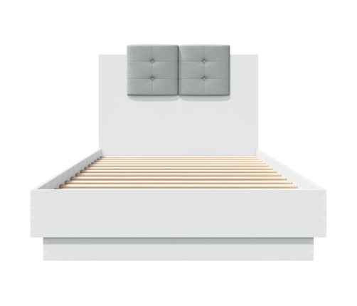 vidaXL Estructura de cama con cabecero y luces LED blanco 90x200 cm