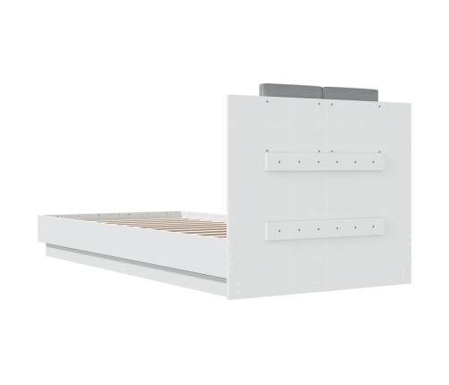 vidaXL Estructura de cama con cabecero y luces LED blanco 90x200 cm