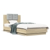 Estructura de cama cabecero luces LED roble Sonoma 90x200 cm