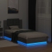 Estructura de cama cabecero luces LED gris Sonoma 90x200 cm