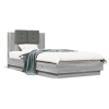 Estructura de cama cabecero luces LED gris Sonoma 90x200 cm