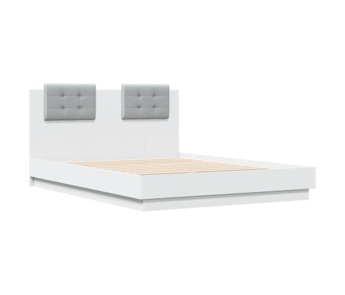 vidaXL Estructura de cama con cabecero y luces LED blanco 140x190 cm