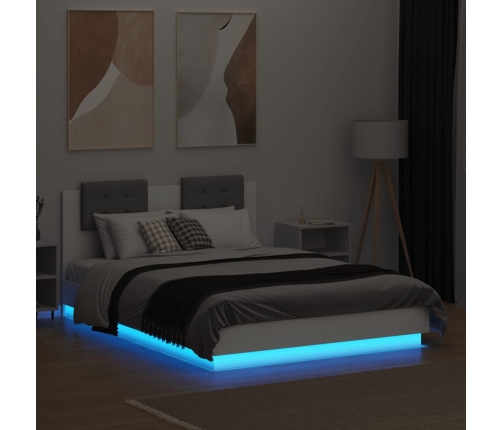 vidaXL Estructura de cama con cabecero y luces LED blanco 140x190 cm