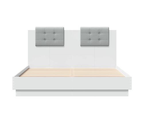 vidaXL Estructura de cama con cabecero y luces LED blanco 140x190 cm