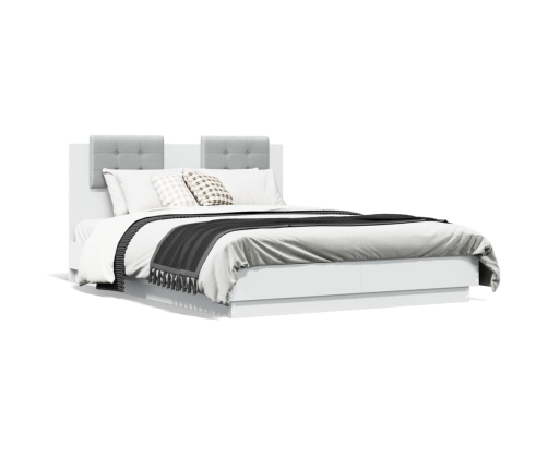 vidaXL Estructura de cama con cabecero y luces LED blanco 140x190 cm