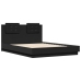 vidaXL Estructura de cama con cabecero y luces LED negro 135x190 cm