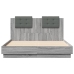 Estructura cama con cabecero luces LED gris Sonoma 135x190 cm