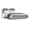 Estructura cama con cabecero luces LED gris Sonoma 135x190 cm