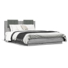 Estructura cama con cabecero luces LED gris Sonoma 120x190 cm