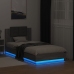 Estructura de cama cabecero luces LED gris Sonoma 90x190 cm