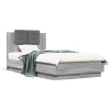 Estructura de cama cabecero luces LED gris Sonoma 90x190 cm