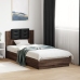 Estructura de cama cabecero luces LED marrón roble 90x190 cm