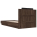 Estructura de cama cabecero luces LED marrón roble 90x190 cm
