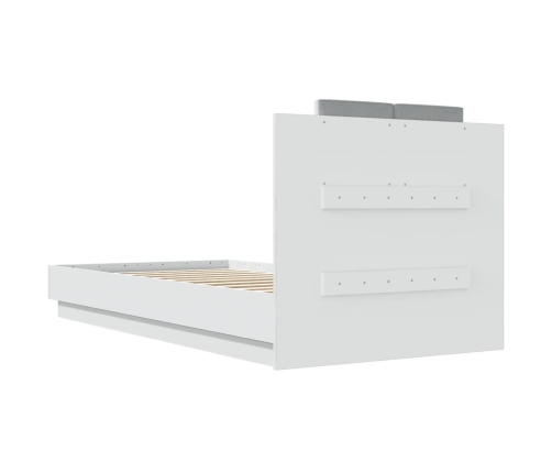 Estructura de cama con cabecero y luces LED blanco 75x190 cm