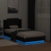 Estructura de cama con cabecero y luces LED negro 75x190 cm