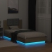 Estructura de cama cabecero luces LED roble Sonoma 75x190 cm