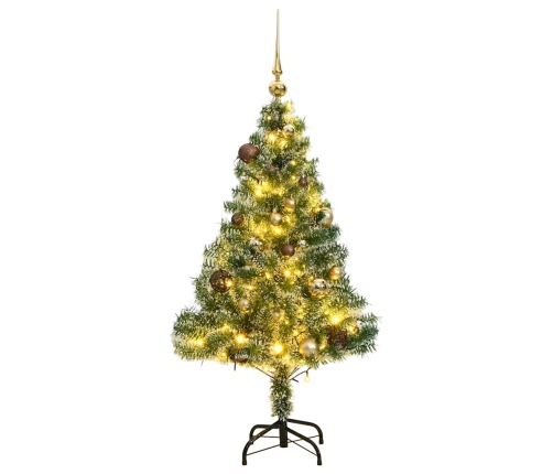 Árbol de Navidad artificial con 150 LEDs bolas y nieve 120 cm