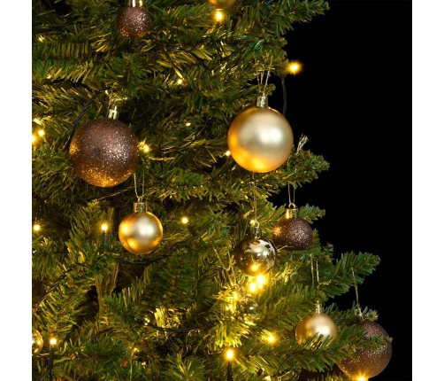 Árbol Navidad artificial con bisagras 150 LED y bolas 120 cm