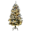 Árbol Navidad artificial con bisagras 150 LED y bolas 120 cm