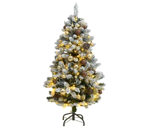 Árbol Navidad artificial con bisagras 150 LED y bolas 120 cm