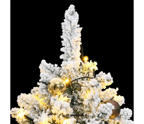 Árbol Navidad artificial con bisagras 150 LED y bolas 120 cm