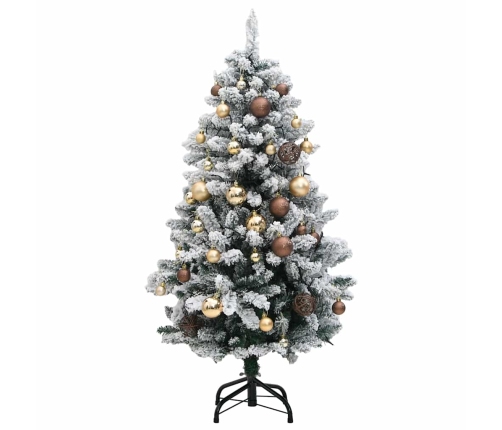 Árbol Navidad artificial con bisagras 150 LED y bolas 120 cm