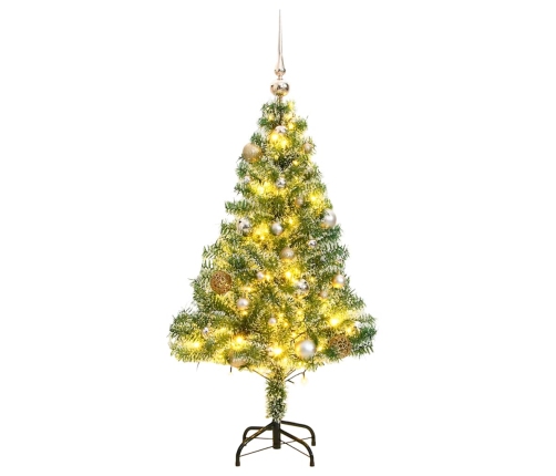 Árbol de Navidad artificial con 150 LEDs bolas y nieve 120 cm