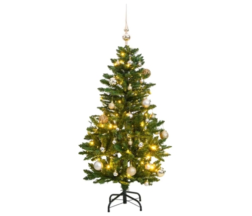 Árbol Navidad artificial con bisagras 150 LED y bolas 120 cm