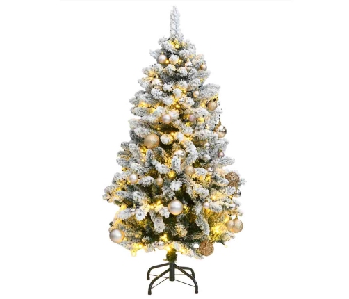 Árbol Navidad artificial con bisagras 150 LED y bolas 120 cm