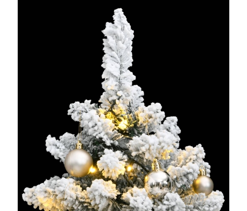 Árbol Navidad artificial con bisagras 150 LED y bolas 120 cm