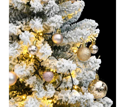 Árbol Navidad artificial con bisagras 150 LED y bolas 120 cm