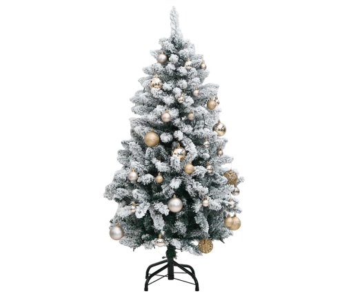 Árbol Navidad artificial con bisagras 150 LED y bolas 120 cm