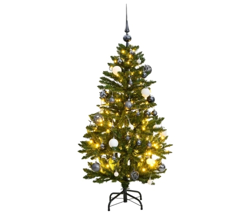 Árbol Navidad artificial con bisagras 150 LED y bolas 120 cm