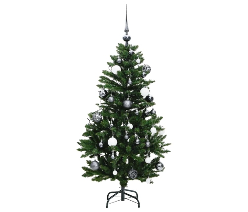 Árbol Navidad artificial con bisagras 150 LED y bolas 120 cm