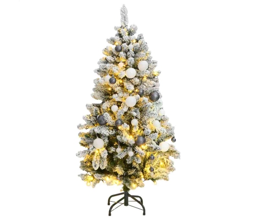 Árbol Navidad artificial con bisagras 150 LED y bolas 120 cm