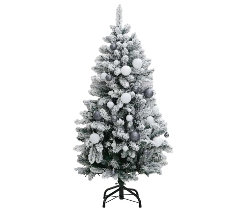 Árbol Navidad artificial con bisagras 150 LED y bolas 120 cm