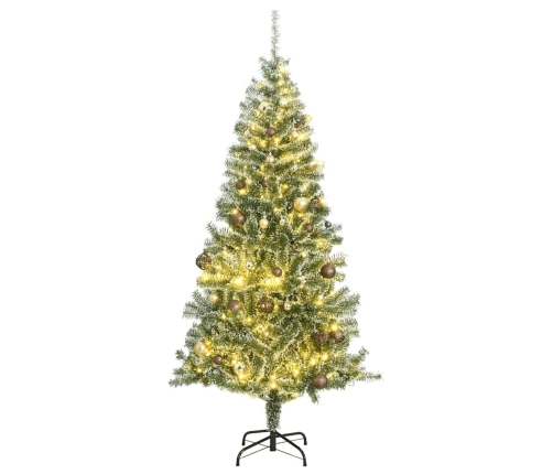 Árbol de Navidad artificial con 300 LED bolas y nieve 180 cm