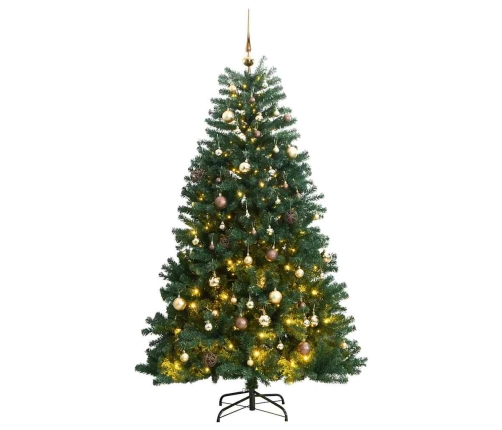 Árbol de Navidad artificial con bisagras 300 LED y bolas 180 cm