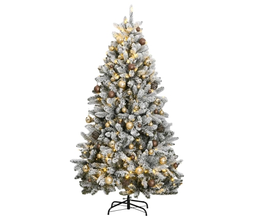 Árbol de Navidad artificial con bisagras 300 LED y bolas 210 cm