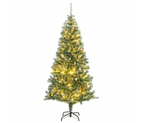 Árbol de Navidad artificial con 300 LED bolas y nieve 180 cm