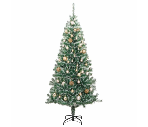 Árbol de Navidad artificial con 300 LED bolas y nieve 180 cm