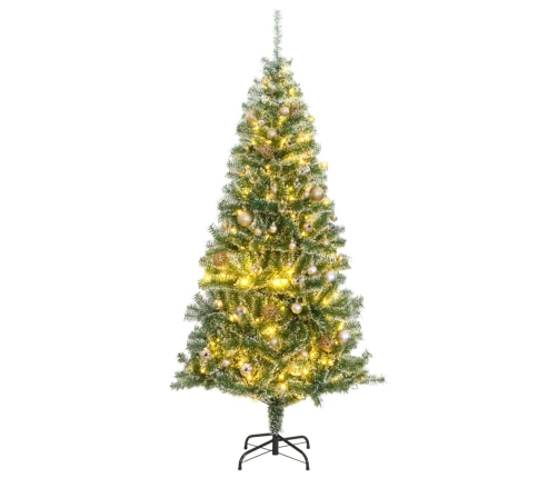 Árbol de Navidad artificial con 300 LED bolas y nieve 210 cm