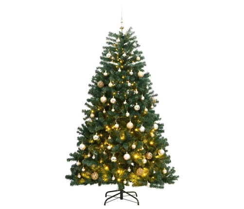 Árbol de Navidad artificial con bisagras 300 LED y bolas 180 cm