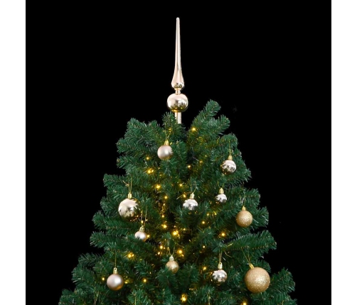 Árbol de Navidad artificial con bisagras 300 LED y bolas 180 cm