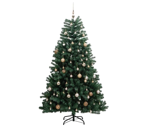 Árbol de Navidad artificial con bisagras 300 LED y bolas 180 cm