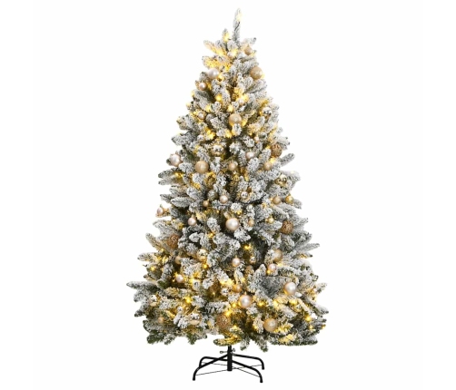 Árbol de Navidad artificial con bisagras 300 LED y bolas 180 cm