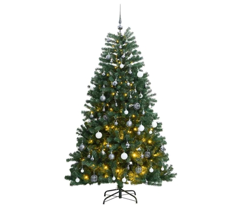 Árbol de Navidad artificial con bisagras 300 LED y bolas 180 cm